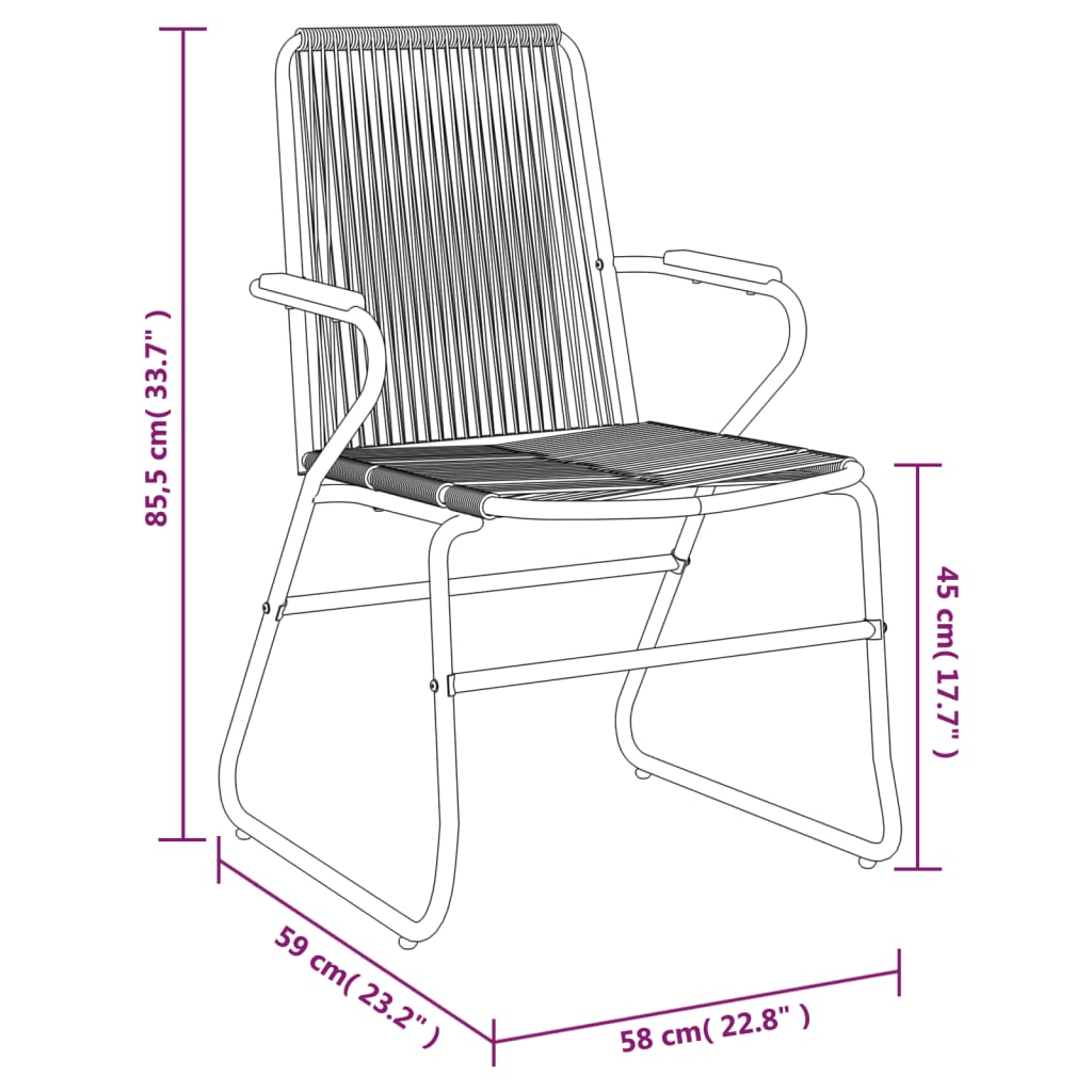 Set da Pranzo da Giardino 3 pz Nero in Rattan PVC | homemem39