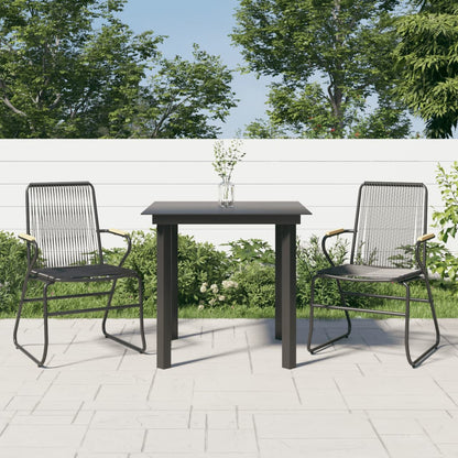 Set da Pranzo da Giardino 3 pz Nero in Rattan PVC | homemem39