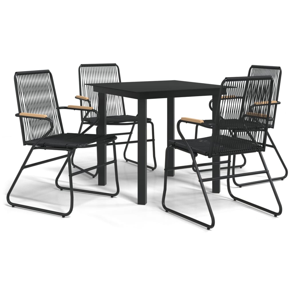 Set da Pranzo da Giardino 5 pz Nero in Rattan PVC | homemem39