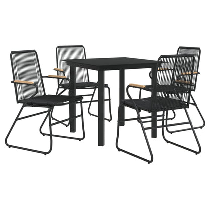 Set da Pranzo da Giardino 5 pz Nero in Rattan PVC | homemem39