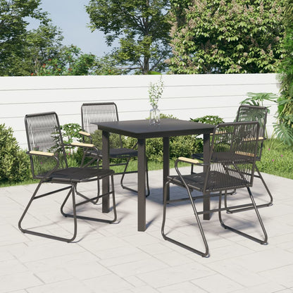 Set da Pranzo da Giardino 5 pz Nero in Rattan PVC | homemem39