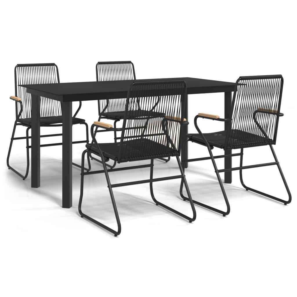Set da Pranzo da Giardino 5 pz Nero in Rattan PVC | homemem39