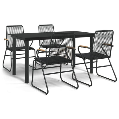 Set da Pranzo da Giardino 5 pz Nero in Rattan PVC | homemem39
