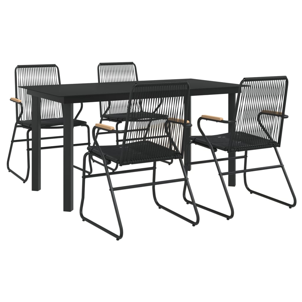 Set da Pranzo da Giardino 5 pz Nero in Rattan PVC | homemem39
