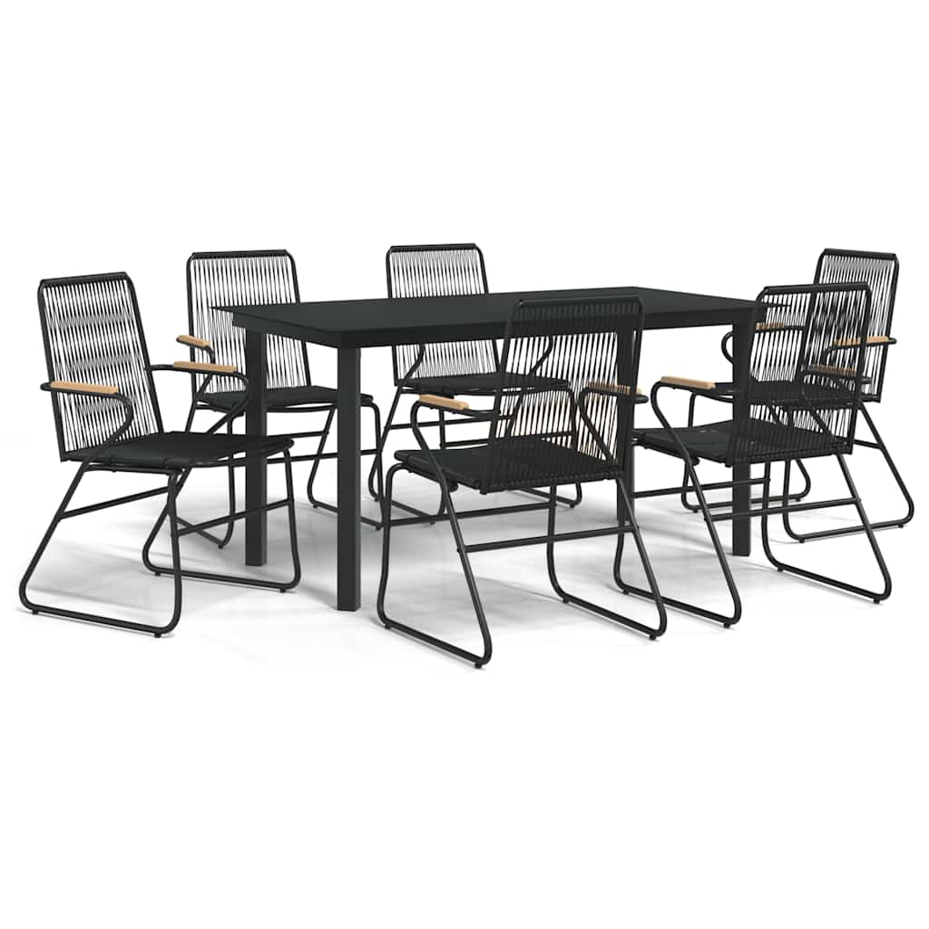 Set da Pranzo da Giardino 7 pz Nero in Rattan PVC | homemem39