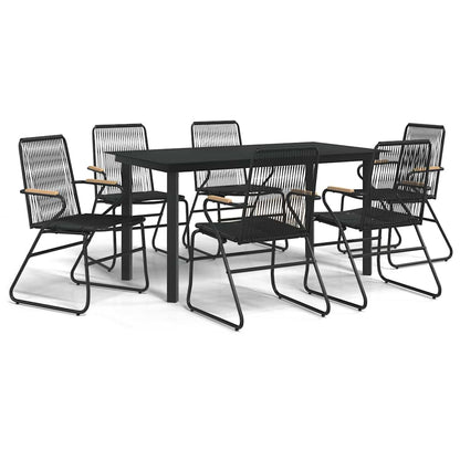 Set da Pranzo da Giardino 7 pz Nero in Rattan PVC | homemem39