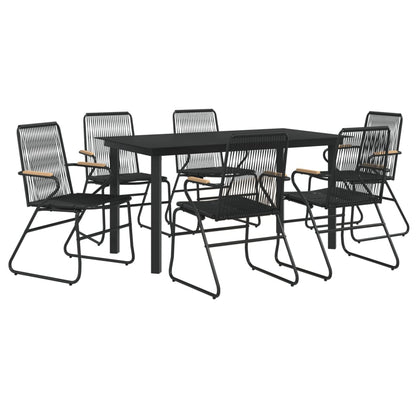 Set da Pranzo da Giardino 7 pz Nero in Rattan PVC | homemem39