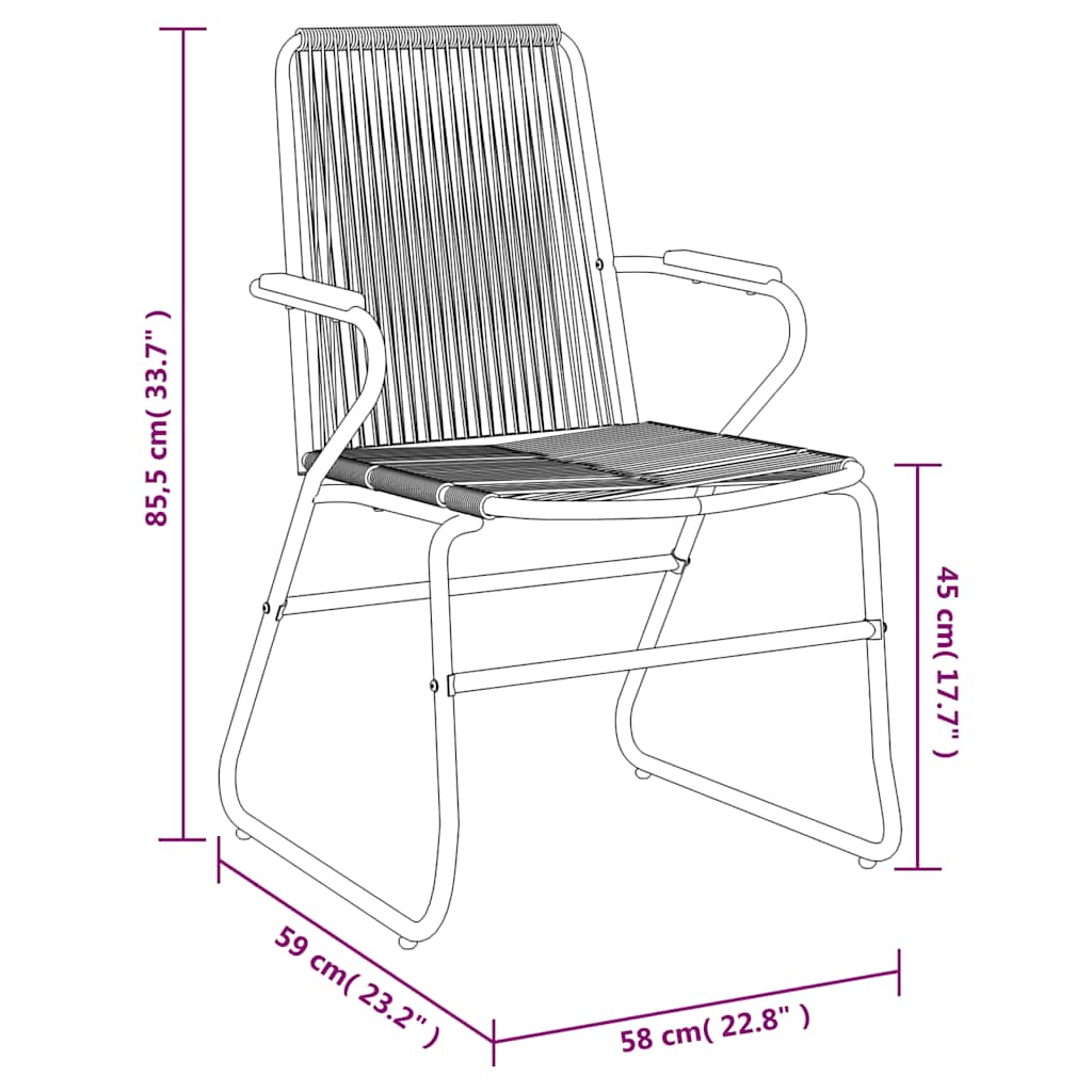 Set da Pranzo da Giardino 7 pz Nero in Rattan PVC | homemem39