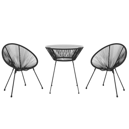 Set da Pranzo per Giardino 3 pz in Rattan PVC Nero - homemem39
