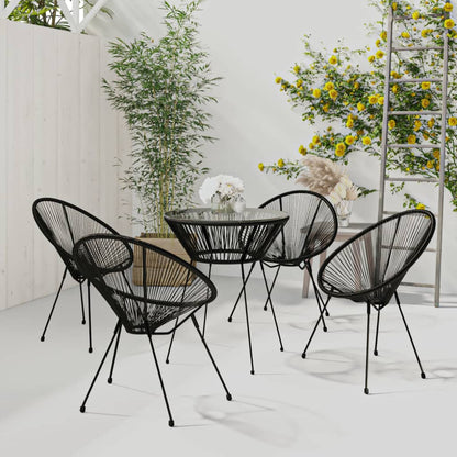 Set da Pranzo per Giardino 5 pz in Rattan PVC Nero - homemem39