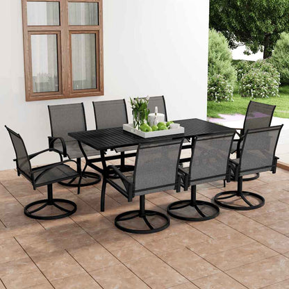 Set da Pranzo da Giardino 9 pz in Textilene e Acciaio | homemem39