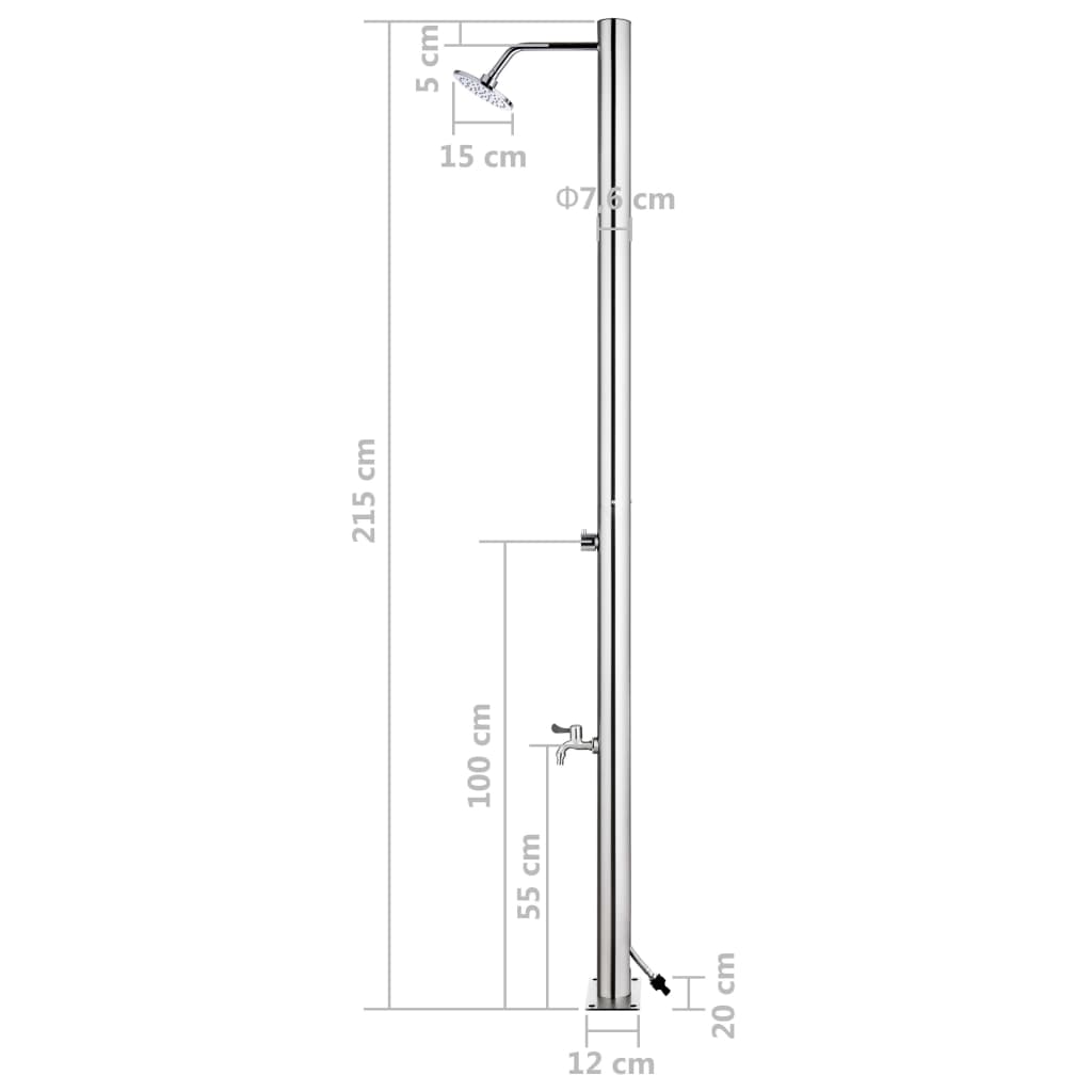 Doccia da Giardino 215 cm in Acciaio Inossidabile - homemem39