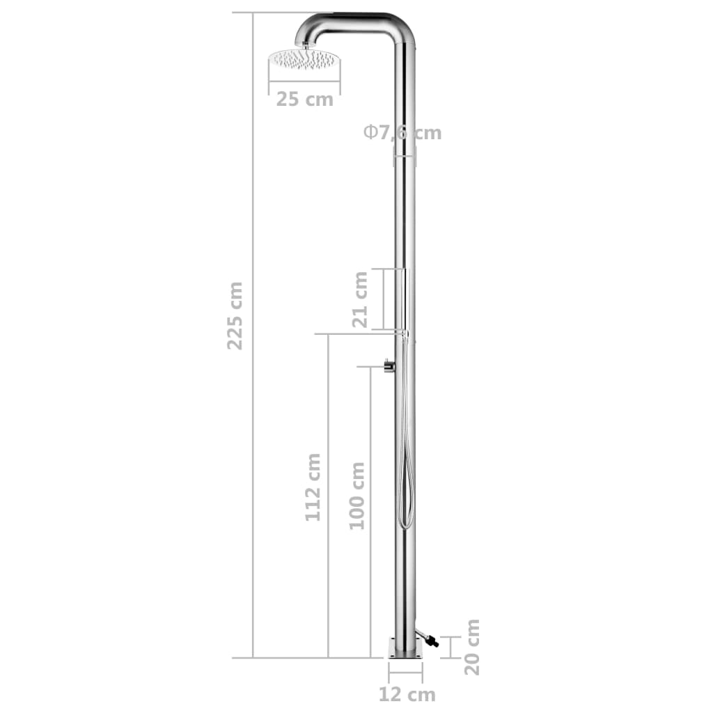 Doccia da Giardino 225 cm in Acciaio Inossidabile - homemem39