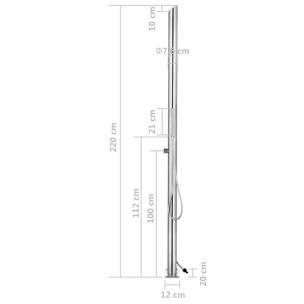 Doccia da Giardino 220 cm in Acciaio Inossidabile