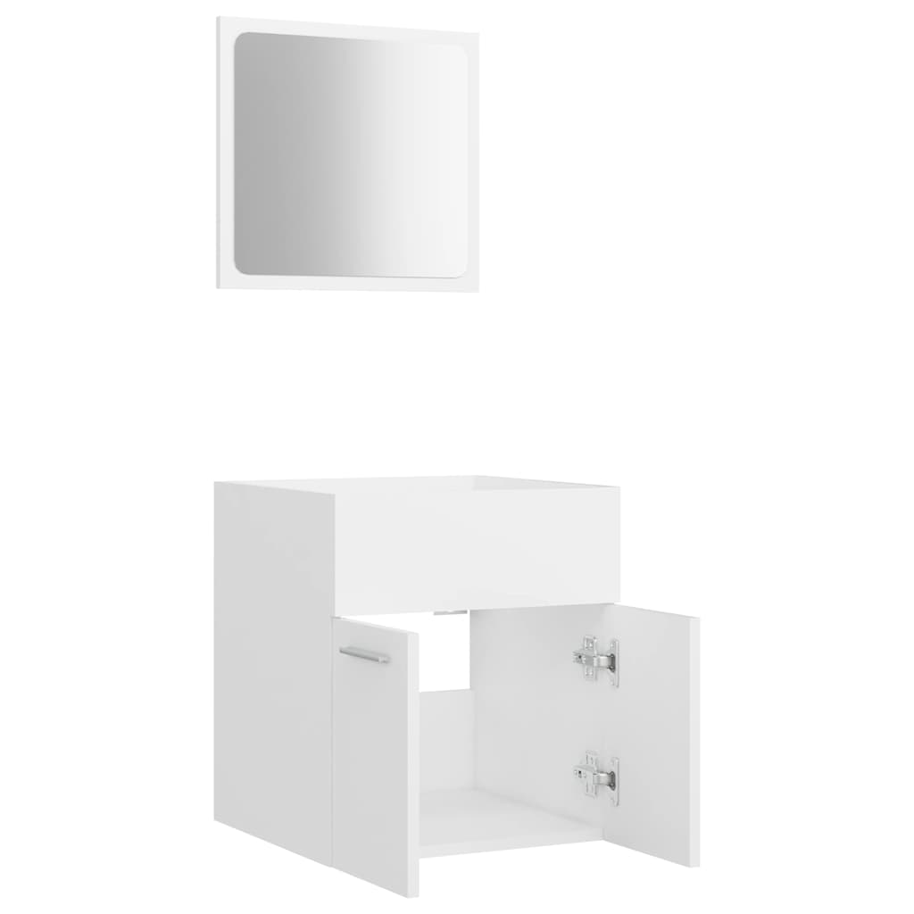 Set Mobili da Bagno 2 pz Bianco in Legno Multistrato | homemem39