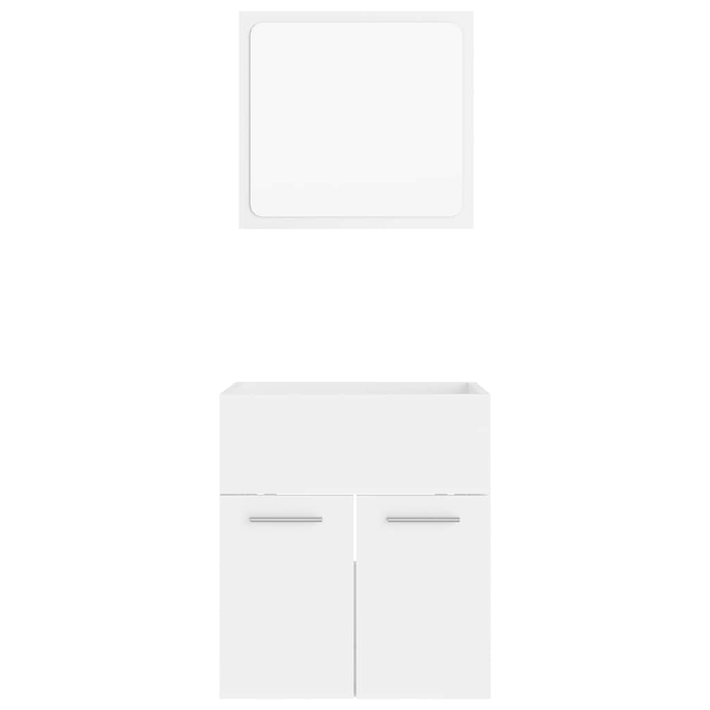 Set Mobili da Bagno 2 pz Bianco in Legno Multistrato
