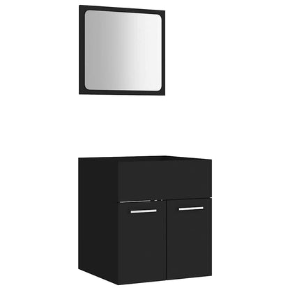 Set Mobili da Bagno 2 pz Nero in Legno Multistrato | homemem39
