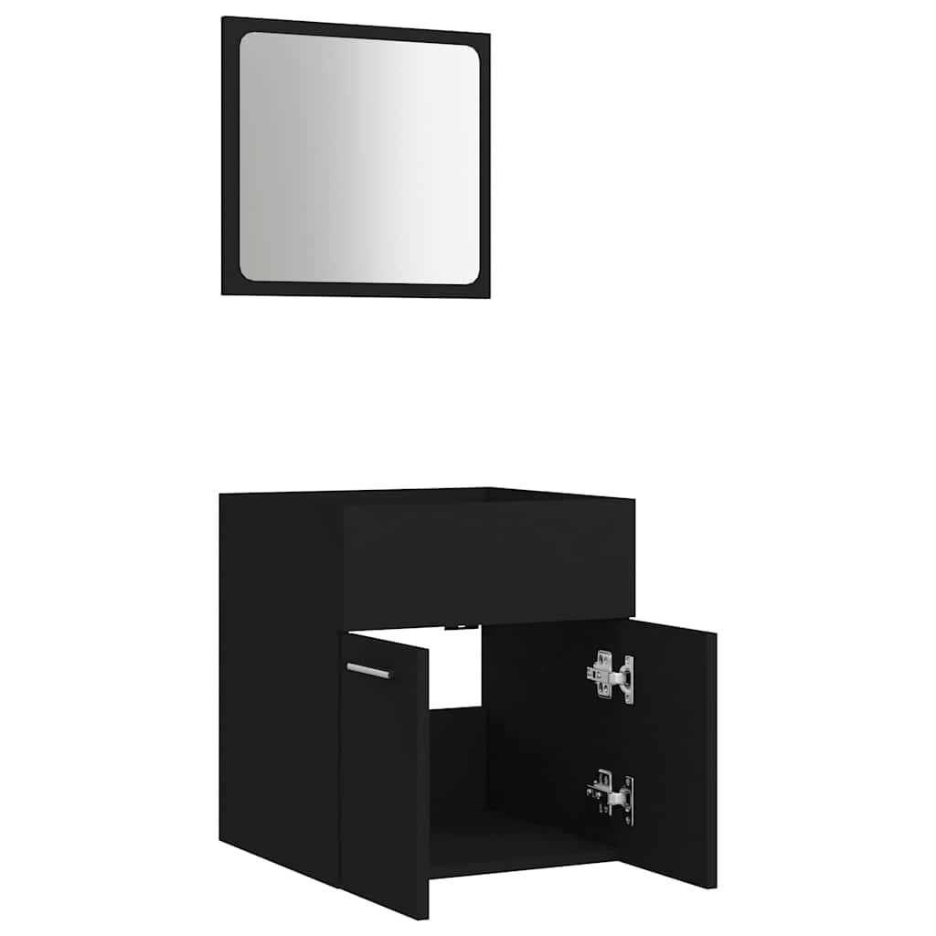 Set Mobili da Bagno 2 pz Nero in Legno Multistrato | homemem39