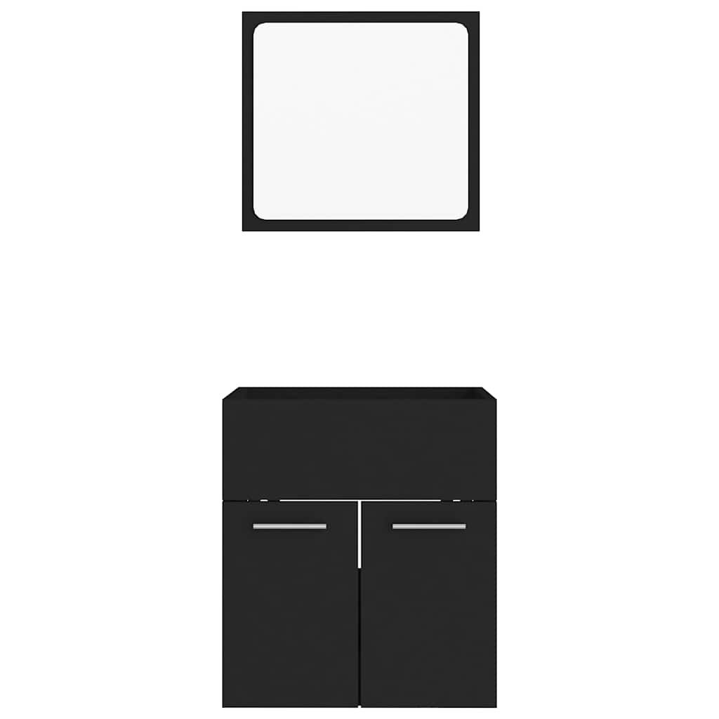 Set Mobili da Bagno 2 pz Nero in Legno Multistrato | homemem39