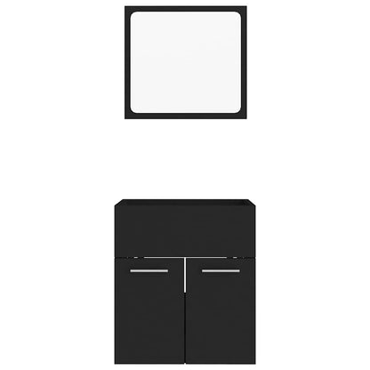 Set Mobili da Bagno 2 pz Nero in Legno Multistrato | homemem39