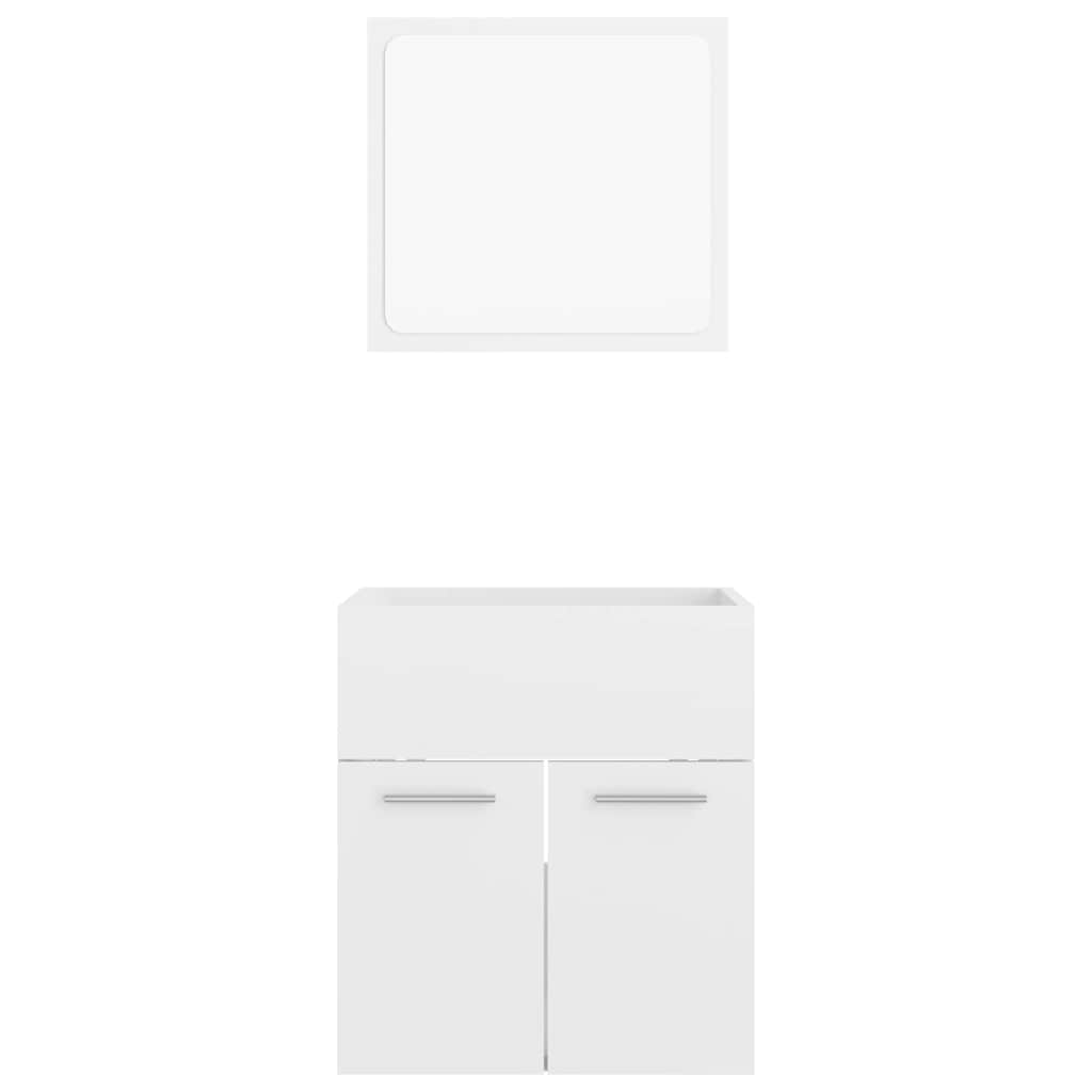 Set Mobili da Bagno 2 pz Bianco Lucido in Legno Multistrato | homemem39