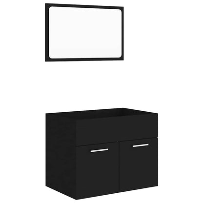 Set Mobili da Bagno 2 pz Nero in Legno Multistrato | homemem39