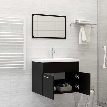 Set Mobili da Bagno 2 pz Nero in Legno Multistrato | homemem39