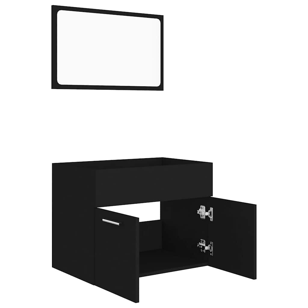 Set Mobili da Bagno 2 pz Nero in Legno Multistrato | homemem39