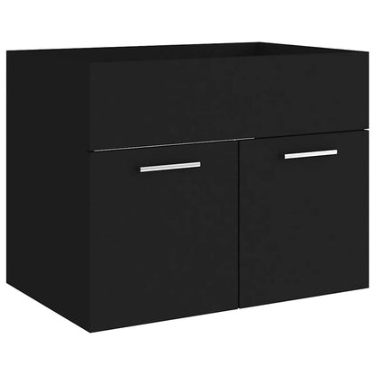 Set Mobili da Bagno 2 pz Nero in Legno Multistrato | homemem39