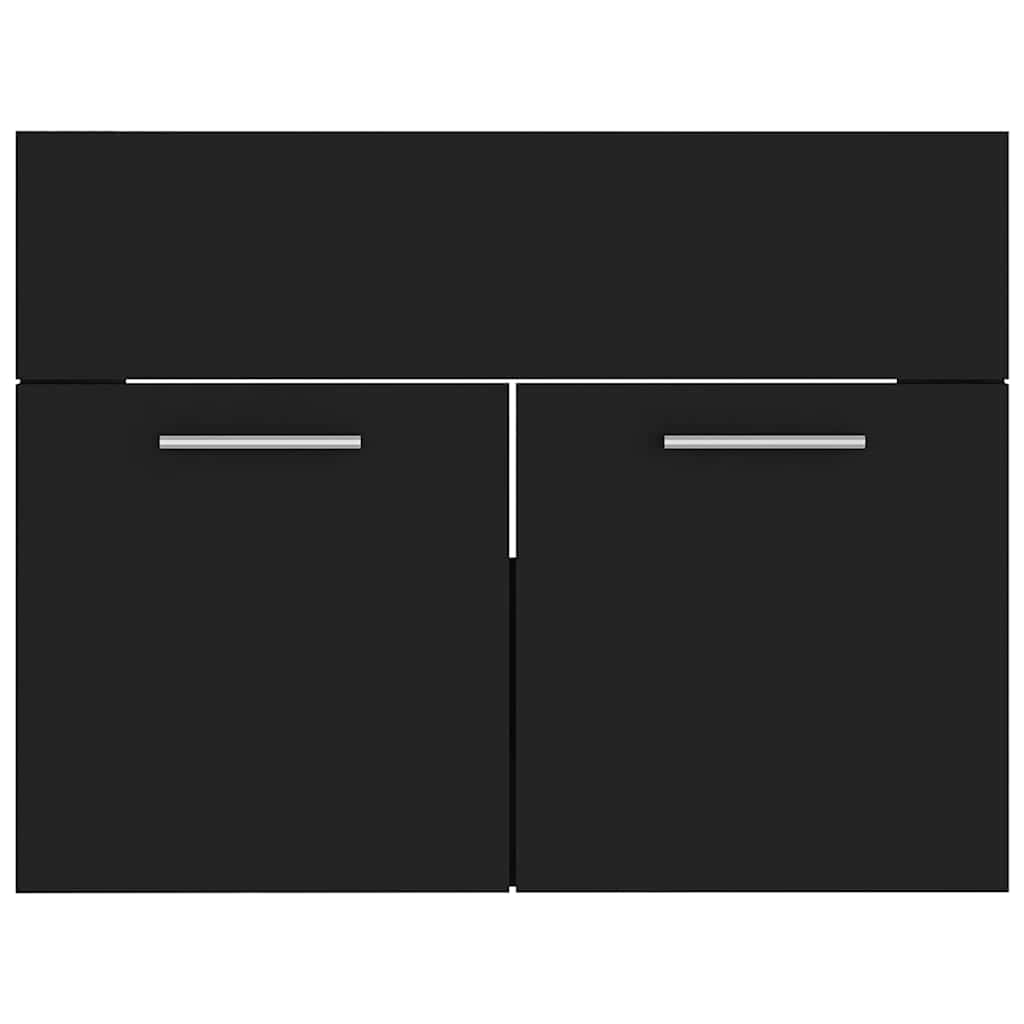 Set Mobili da Bagno 2 pz Nero in Legno Multistrato