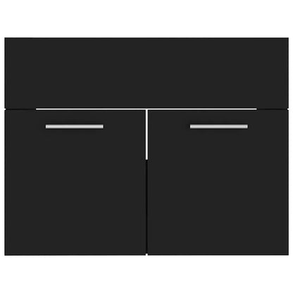 Set Mobili da Bagno 2 pz Nero in Legno Multistrato
