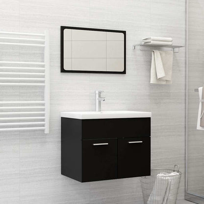 Set Mobili da Bagno 2 pz Nero in Legno Multistrato | homemem39