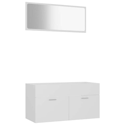 Set Mobili da Bagno 2 pz Bianco in Legno Multistrato | homemem39