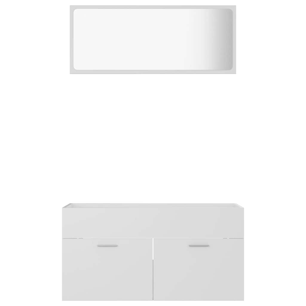 Set Mobili da Bagno 2 pz Bianco in Legno Multistrato | homemem39
