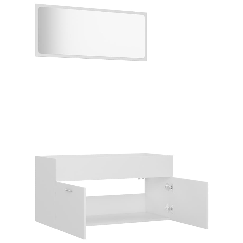 Set Mobili da Bagno 2 pz Bianco in Legno Multistrato