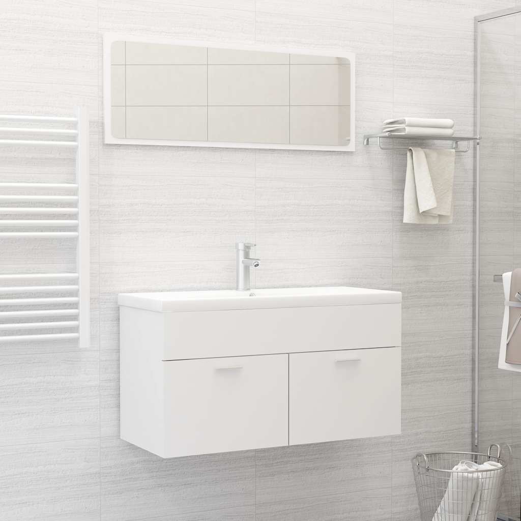 Set Mobili da Bagno 2 pz Bianco in Legno Multistrato | homemem39
