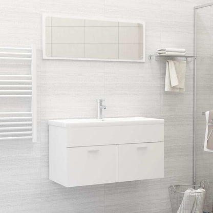 Set Mobili da Bagno 2 pz Bianco in Legno Multistrato | homemem39