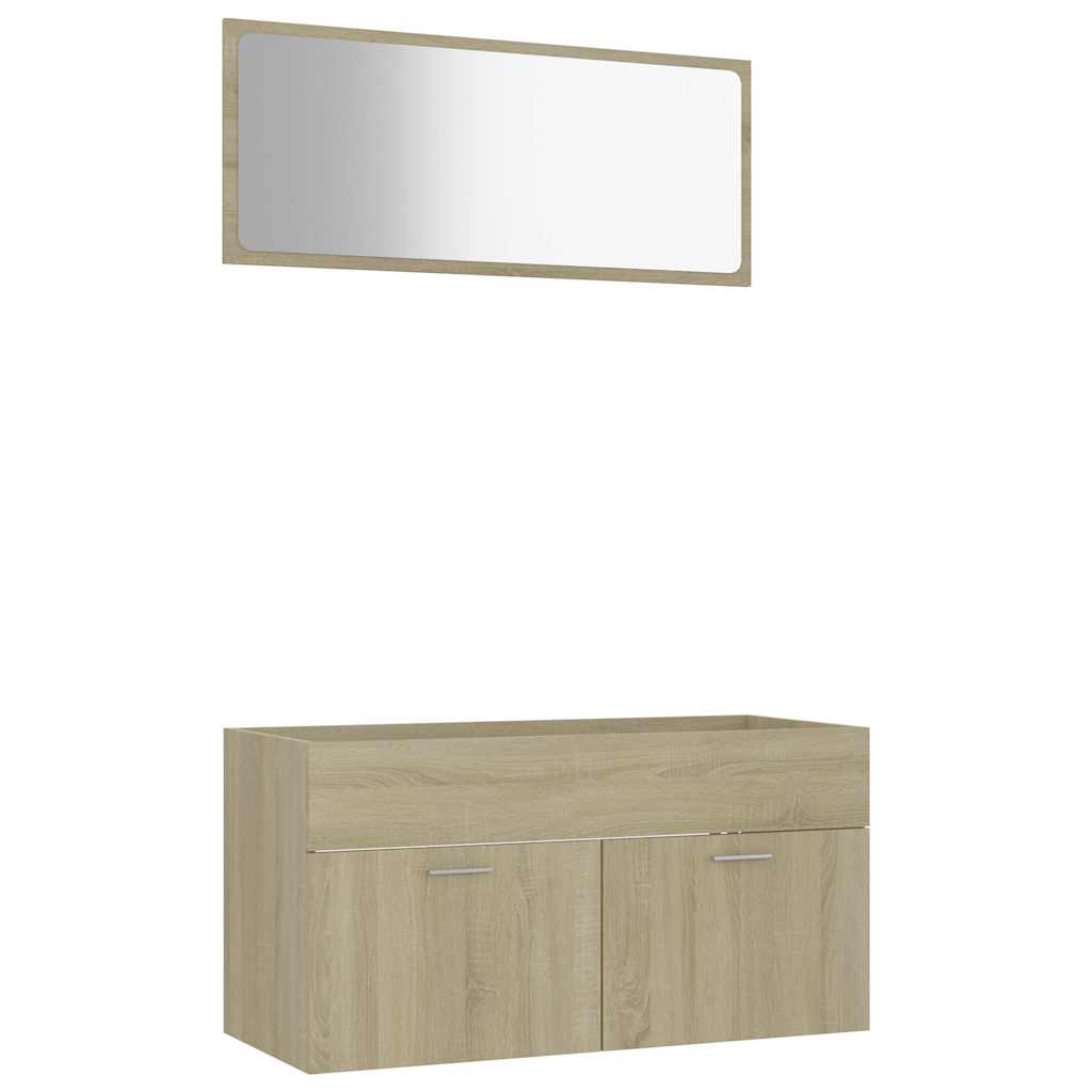 Set Mobili da Bagno 2 pz Rovere Sonoma in Legno Multistrato | homemem39