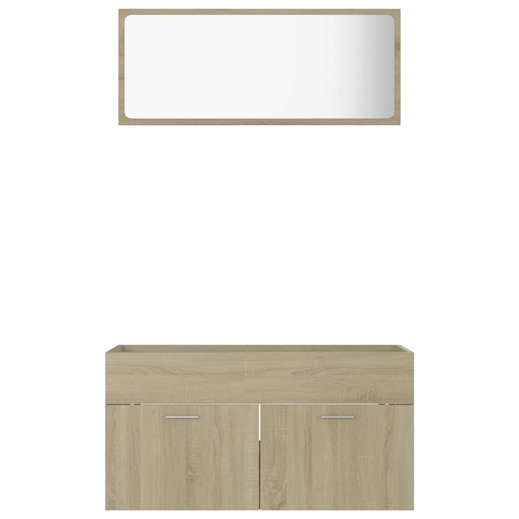 Set Mobili da Bagno 2 pz Rovere Sonoma in Legno Multistrato | homemem39