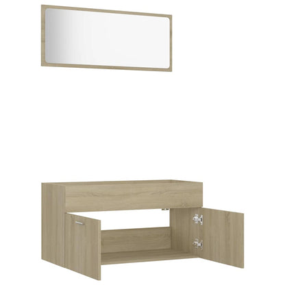 Set Mobili da Bagno 2 pz Rovere Sonoma in Legno Multistrato