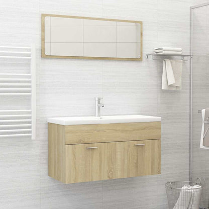 Set Mobili da Bagno 2 pz Rovere Sonoma in Legno Multistrato | homemem39