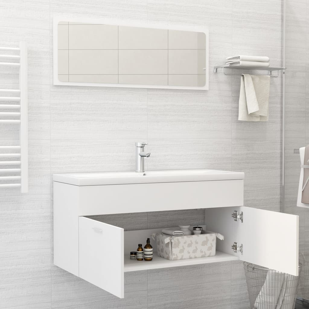 Set Mobili da Bagno 2 pz Bianco in Legno Multistrato - homemem39