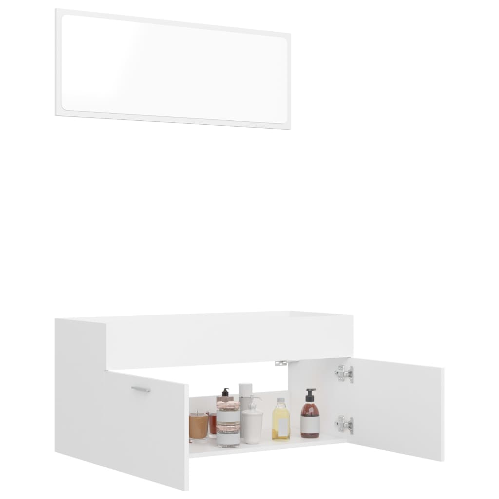 Set Mobili da Bagno 2 pz Bianco in Legno Multistrato - homemem39