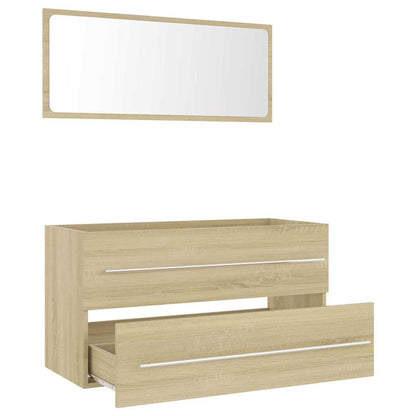 Set Mobili da Bagno 2 pz Rovere Sonoma in Legno Multistrato | homemem39
