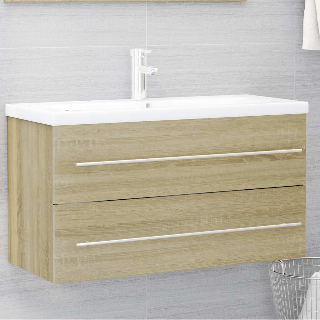 Set Mobili da Bagno 2 pz Rovere Sonoma in Legno Multistrato | homemem39