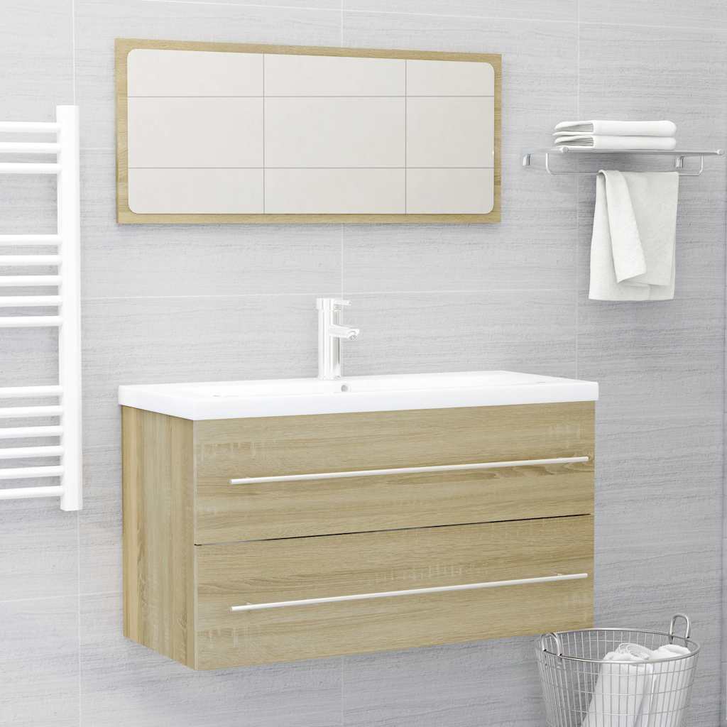 Set Mobili da Bagno 2 pz Rovere Sonoma in Legno Multistrato | homemem39