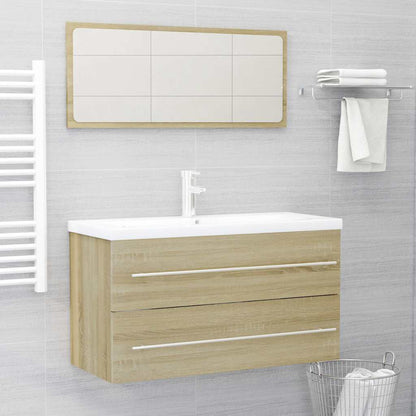 Set Mobili da Bagno 2 pz Rovere Sonoma in Legno Multistrato | homemem39