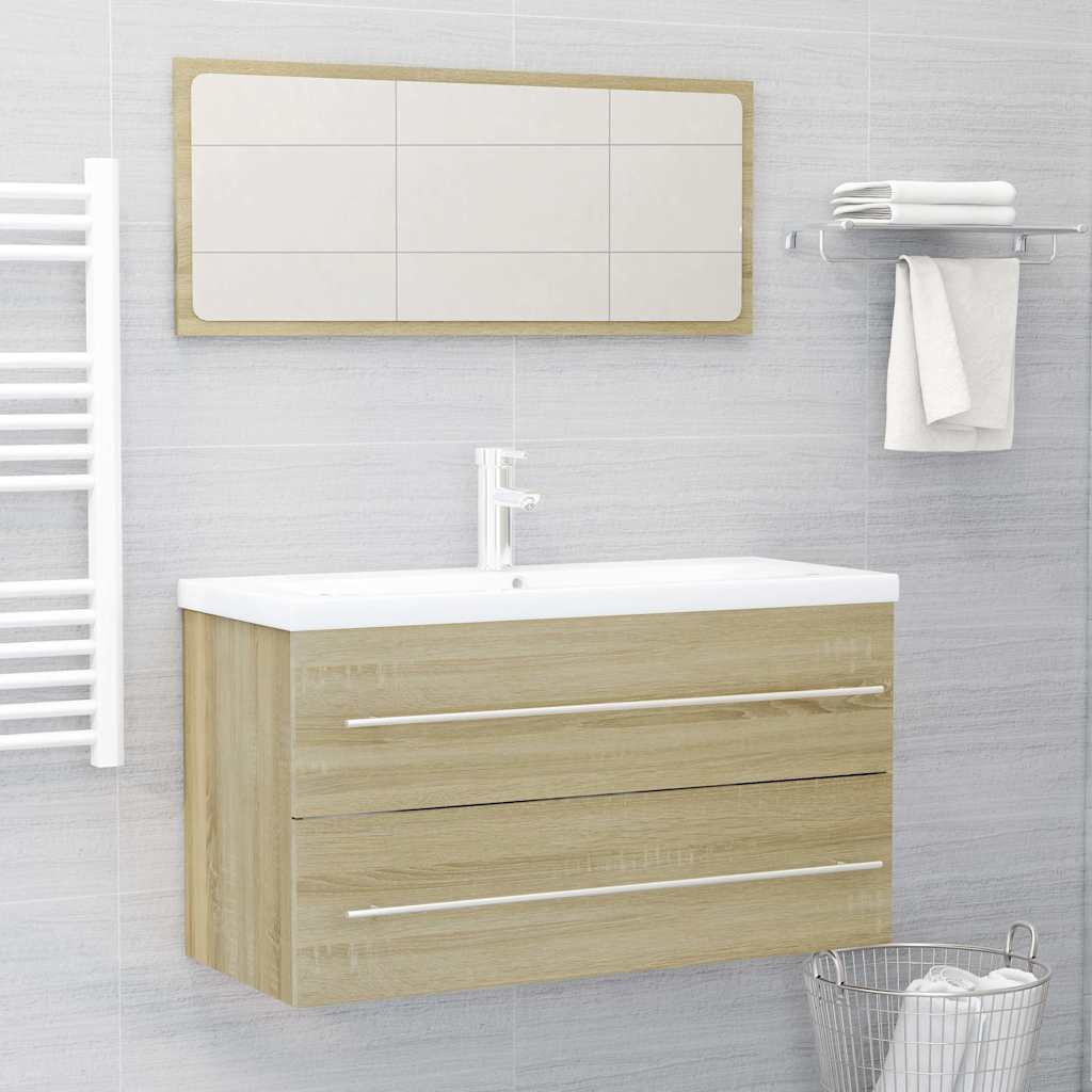 Set Mobili da Bagno 2 pz in legno multistrato