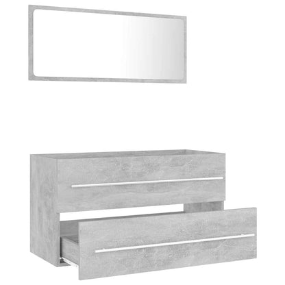 Set Mobili da Bagno 2 pz Grigio Cemento in Legno Multistrato | homemem39