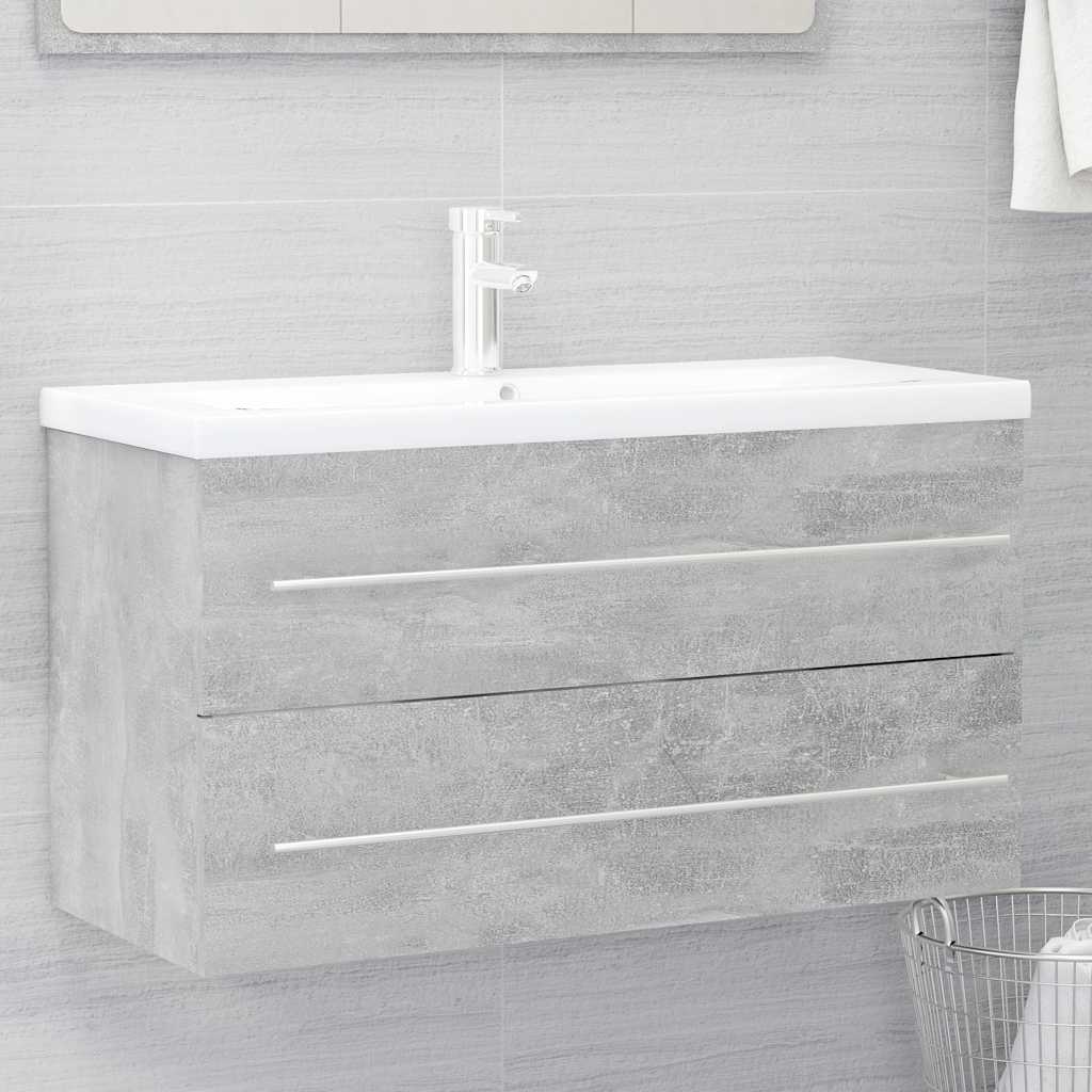 Set Mobili da Bagno 2 pz Grigio Cemento in Legno Multistrato | homemem39
